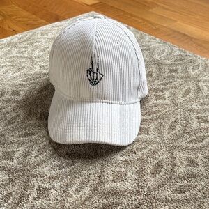 Beige Corduroy Baseball Cap with Embroidered Design